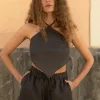 Lniany top Rhombus - Dark Grey