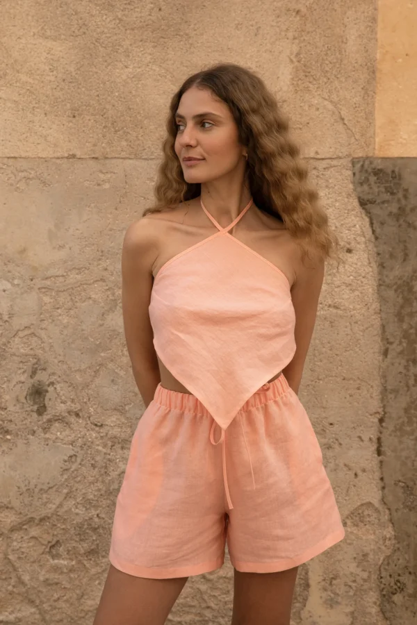 Lniane szorty Ease - Peachy Rose