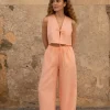Lniane spodnie Essence - Peachy Rose