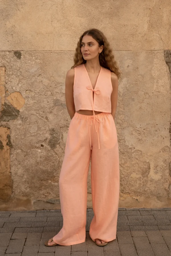 Lniane spodnie Essence - Peachy Rose