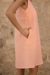 Lniana sukienka Mini V Harmony - Peachy Rose