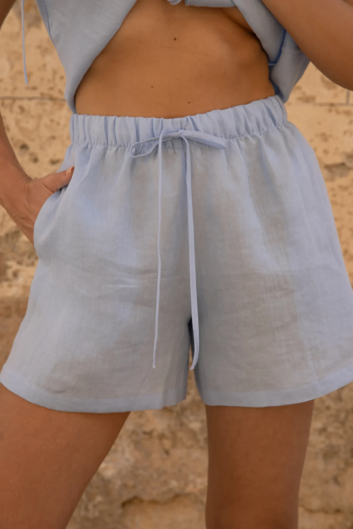 Lniane szorty Ease - Sky Blue