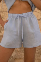 Lniane szorty Ease - Sky Blue