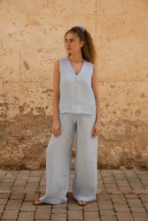 Lniane spodnie Essence - Sky Blue