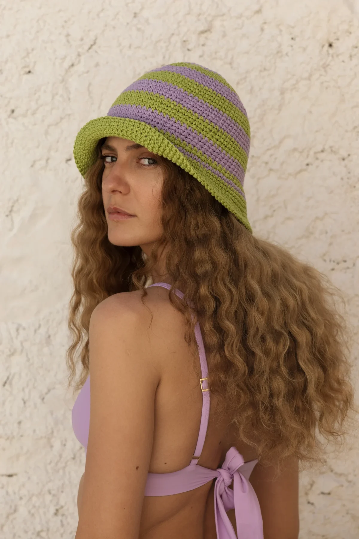 Kapelusz Bucket - Lavender & Lime