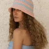 Kapelusz Bucket - Sky Blue & Peachy Rose