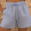 Lniane szorty Ease - Sky Blue