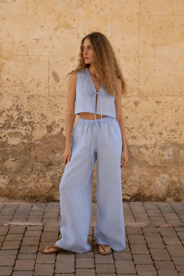 Lniane spodnie Essence - Sky Blue
