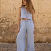 Lniane spodnie Essence - Sky Blue