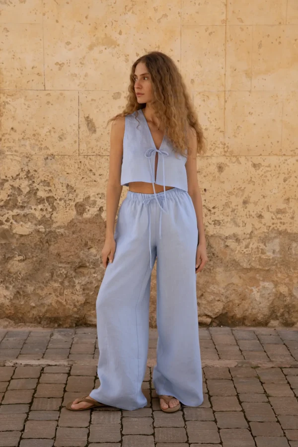 Lniane spodnie Essence - Sky Blue