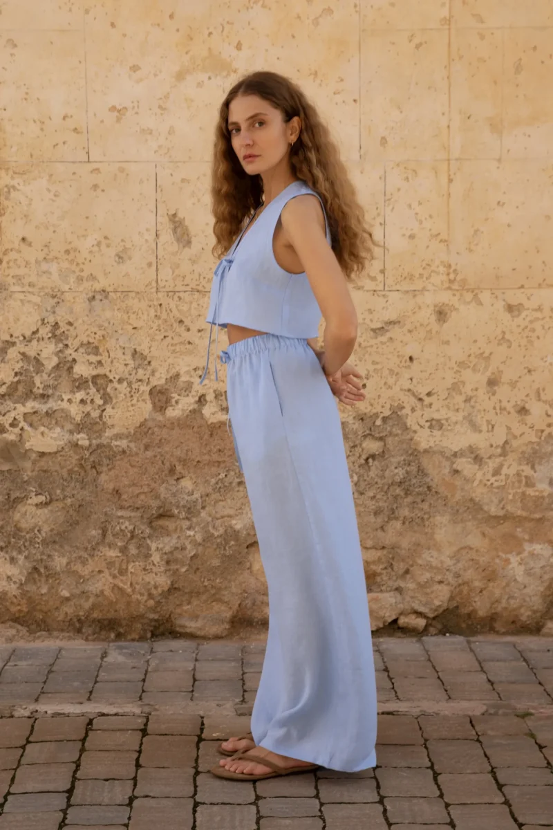 Lniane spodnie Essence - Sky Blue