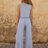 Lniane spodnie Essence - Sky Blue