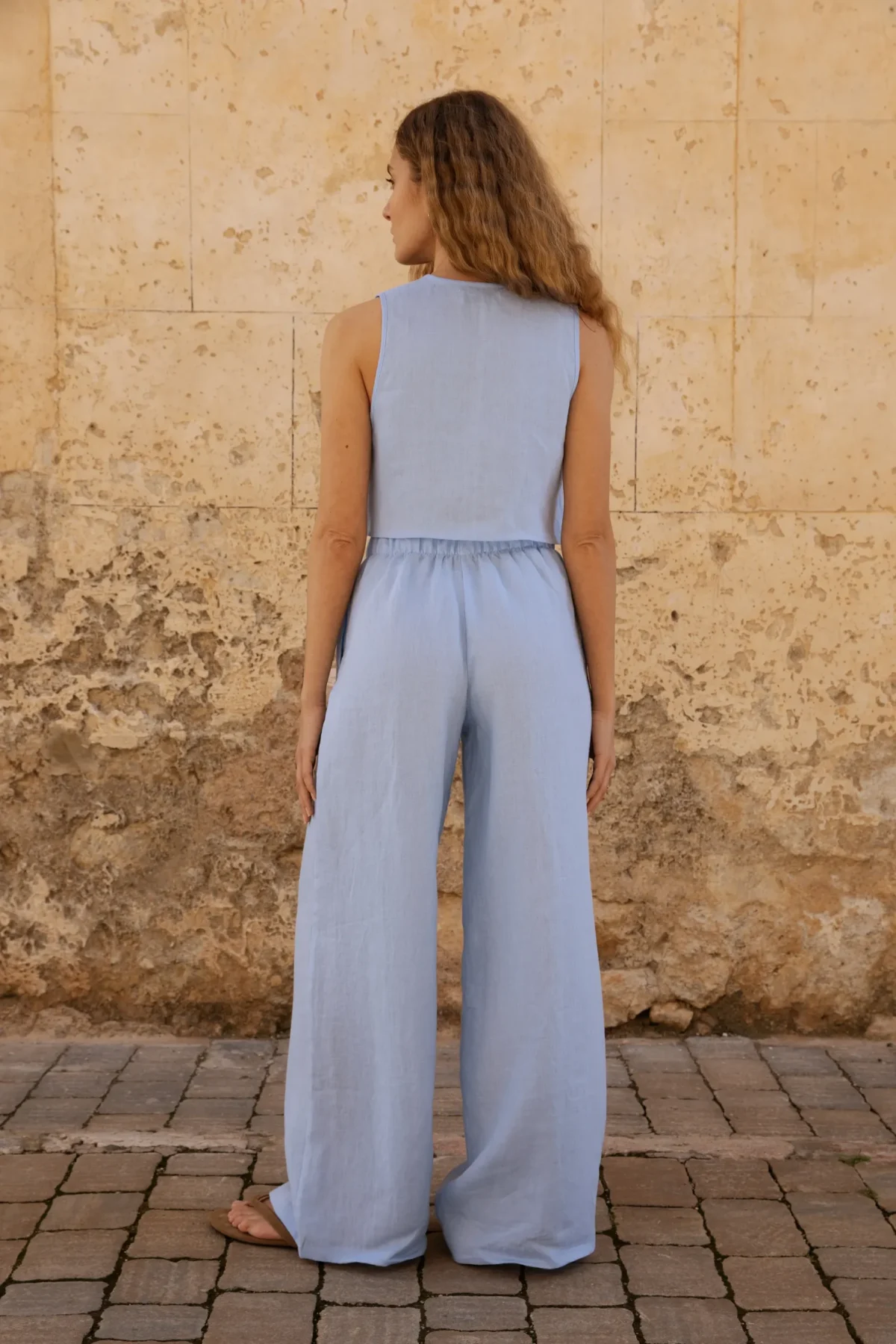 Lniane spodnie Essence - Sky Blue