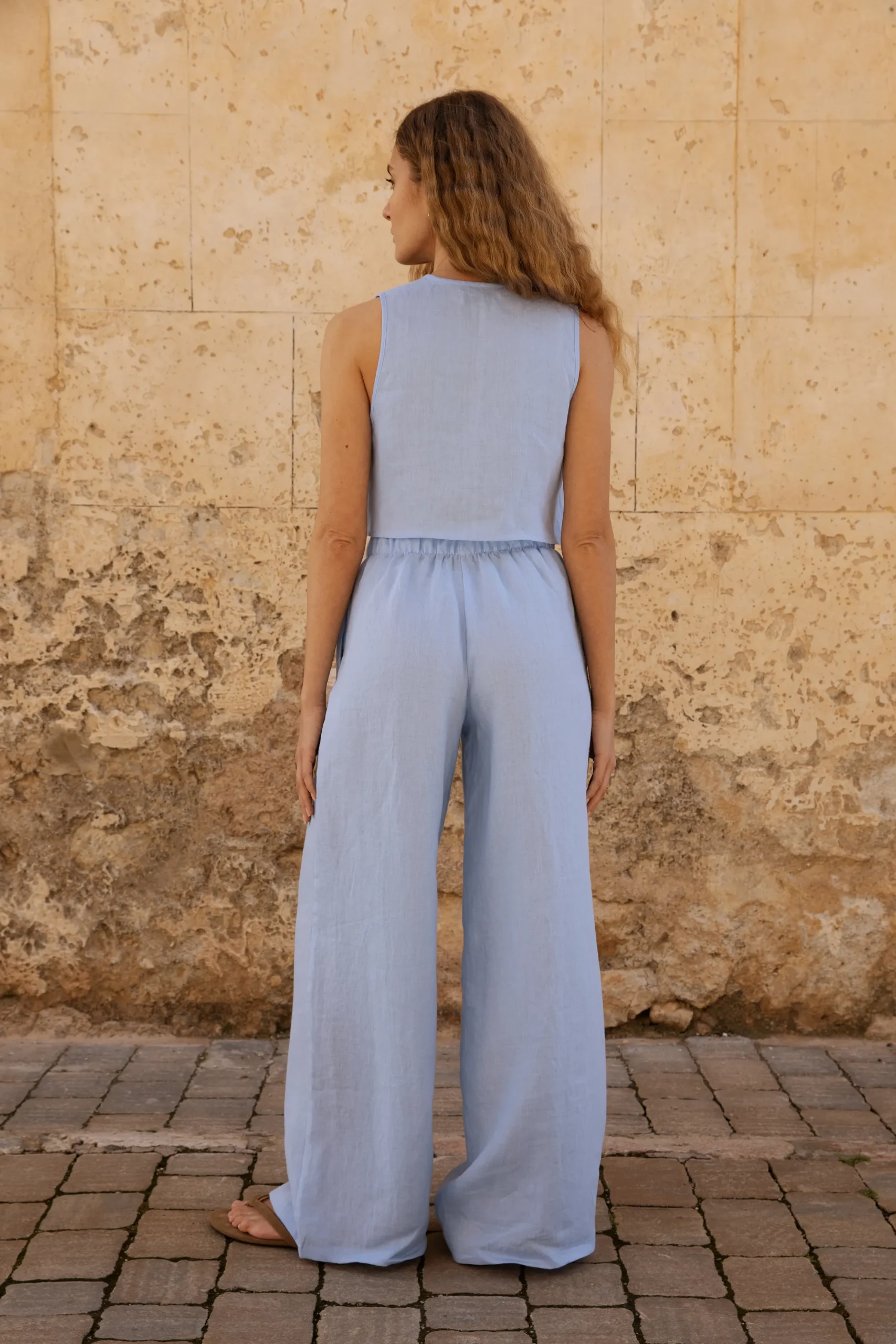 Lniane spodnie Essence - Sky Blue